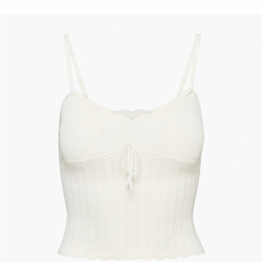 Aritzia White Ribbed Knit Camisole